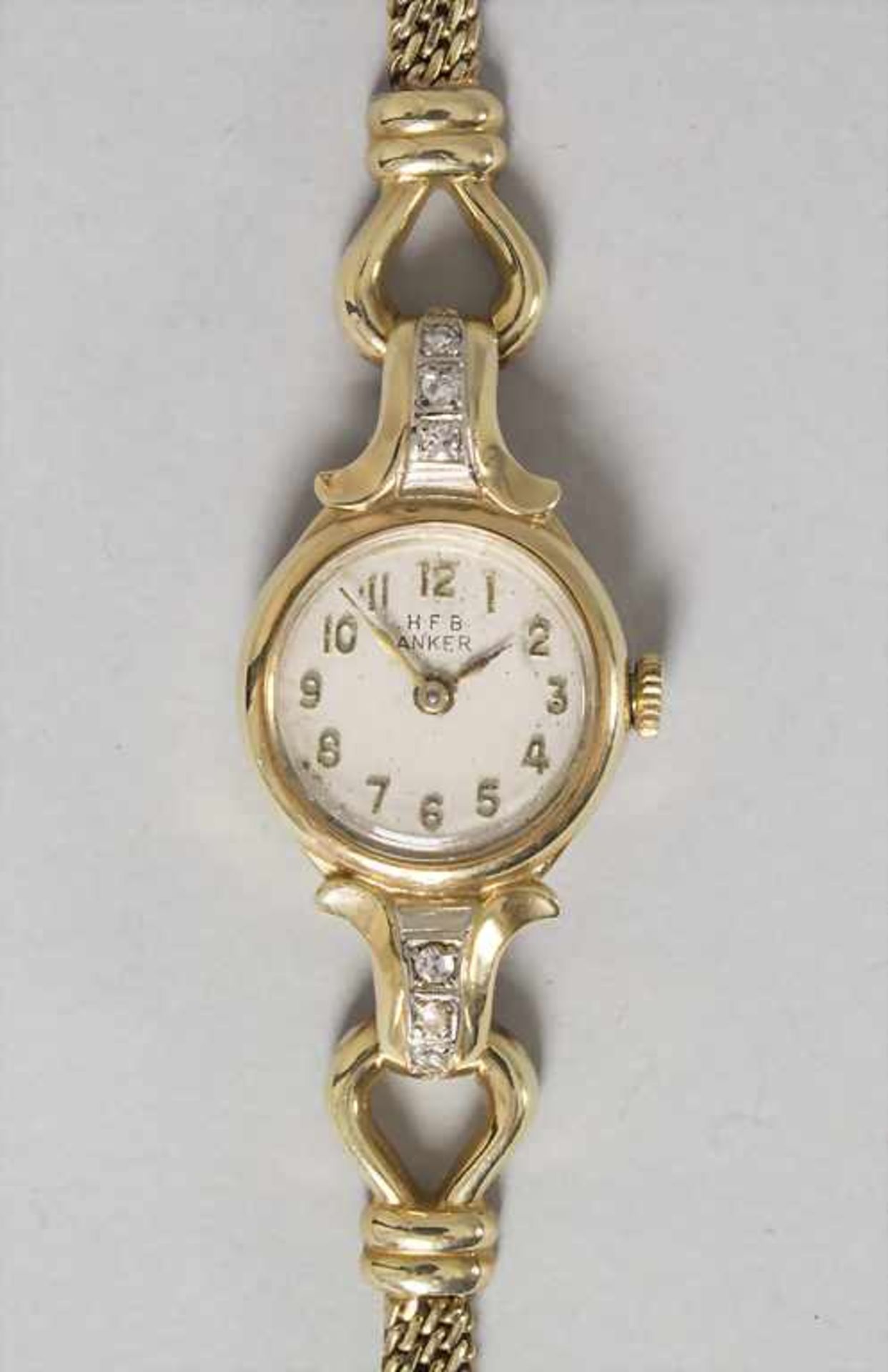 Damenarmbanduhr in Gold / A ladies watch in gold, H.F.B, um 1960