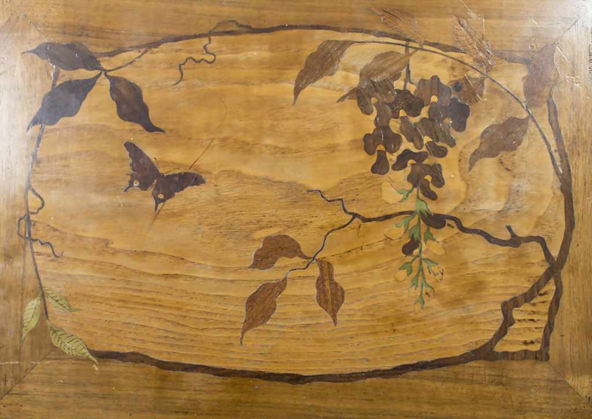 Jugendstil Beistelltisch mit Intarsien / An Art Nouveau table with a drawer and inlays, - Image 3 of 5