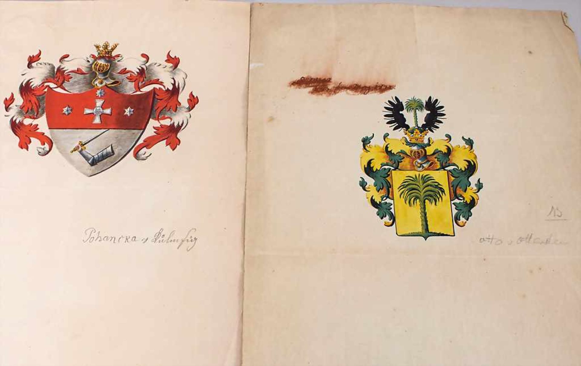 Heraldik: Sammlung 9 Adelswappen / A collection of 9 noble coats of arms, 18. Jh. - Bild 3 aus 6