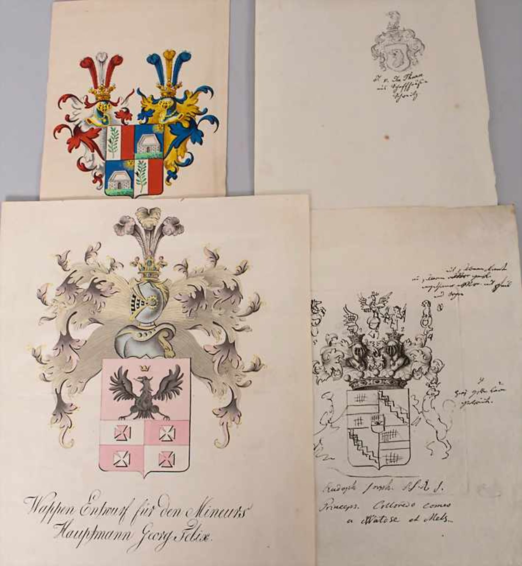 Heraldik: Sammlung 6 Adelswappen / A collection of 6 noble coats of arms, 18. Jh.Heraldik: S - Bild 3 aus 4