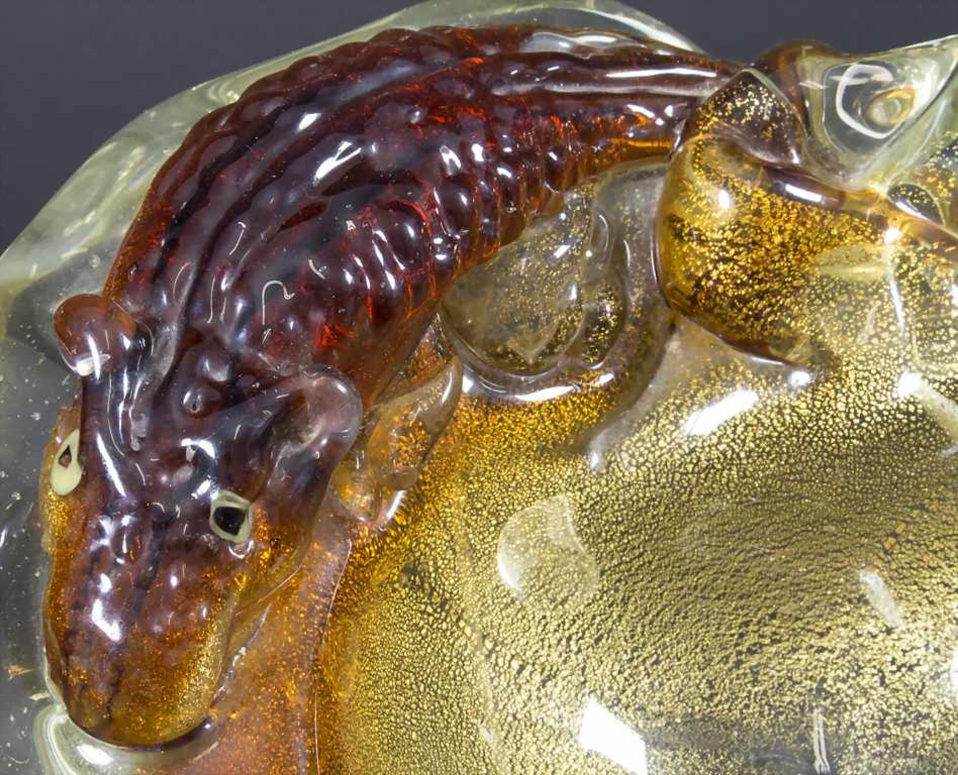 Glaszierschale 'Krokodil' / A decorative glass bowl 'crocodile', Brovier & Toso, Murano, um - Bild 6 aus 7