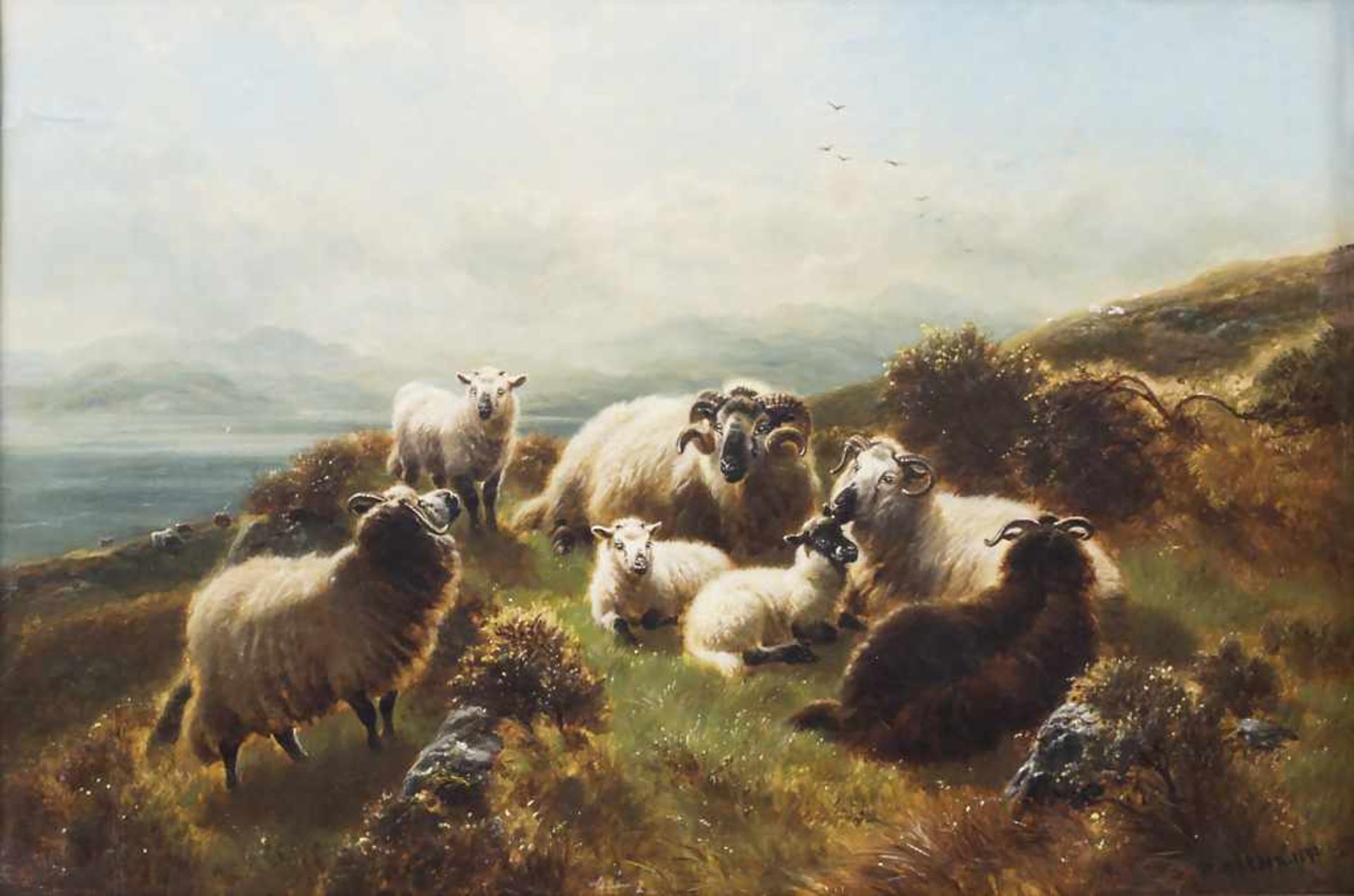 William II Watson (1831-1921), 'Hochlandschafe vor Loch Awe' / 'Highland sheep in front of Loch