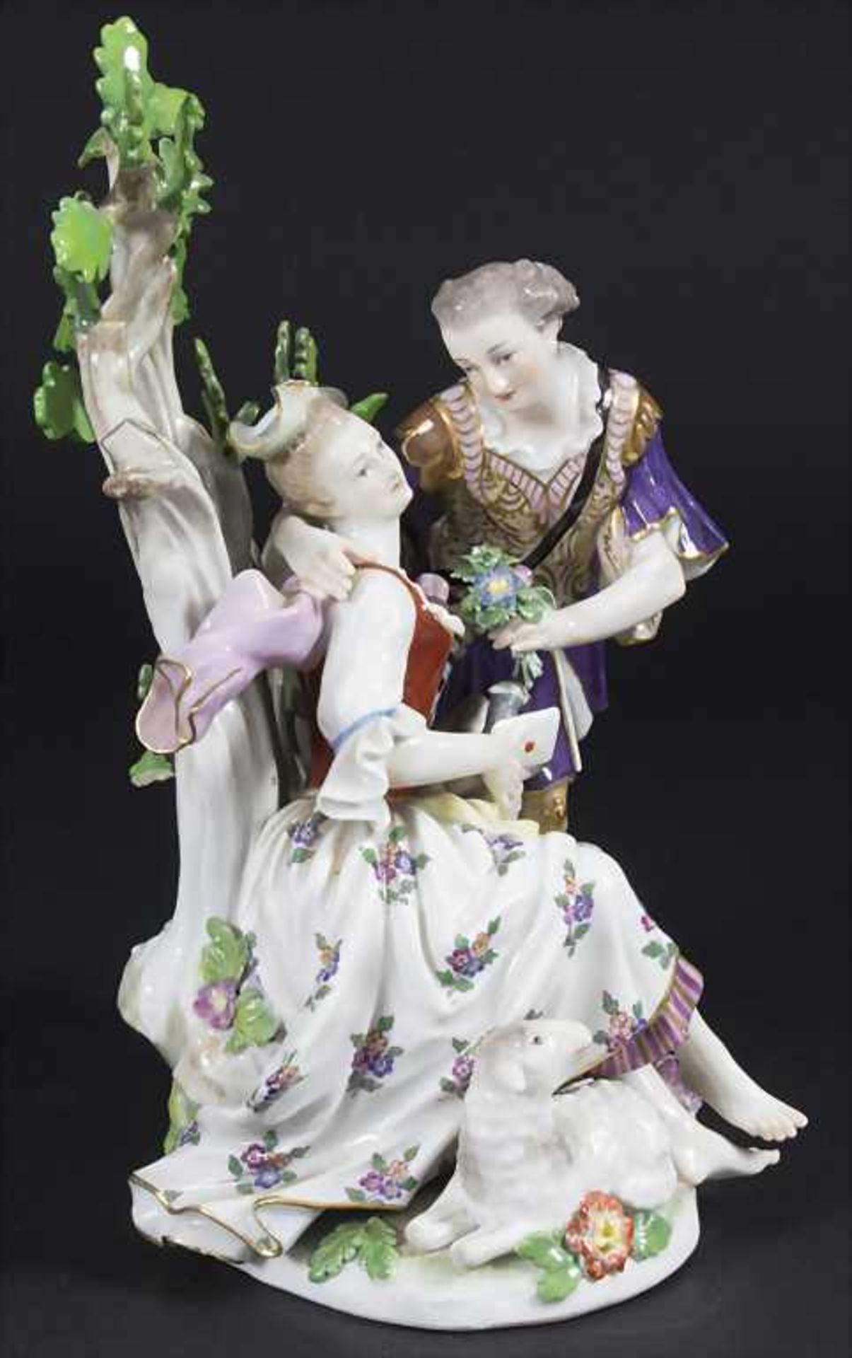 Figurengruppe 'der Liebesbrief' / A figural group of a couple, Meissen, 2. Hälfte 19. Jh. - Bild 5 aus 9