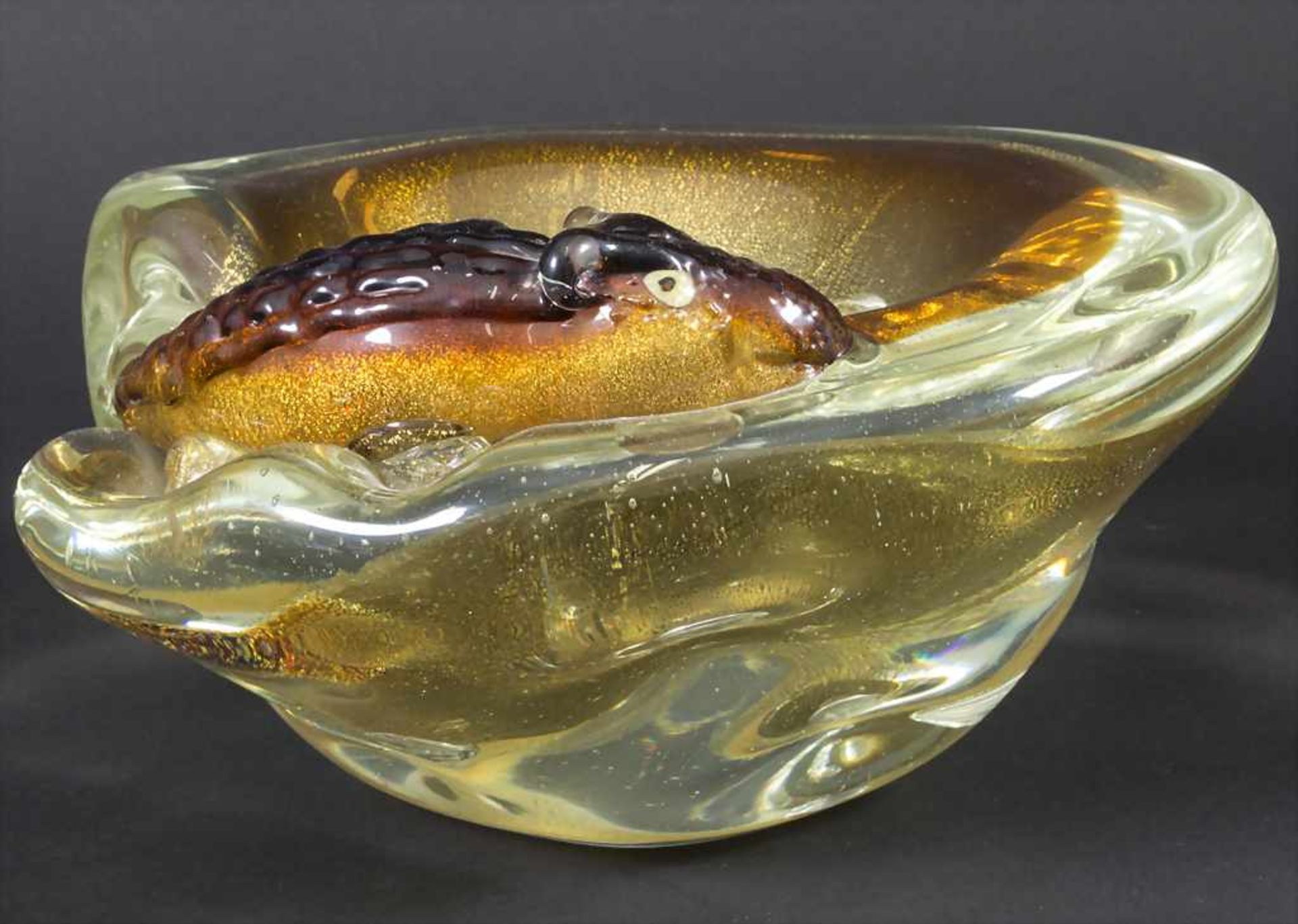 Glaszierschale 'Krokodil' / A decorative glass bowl 'crocodile', Brovier & Toso, Murano, um - Bild 3 aus 7