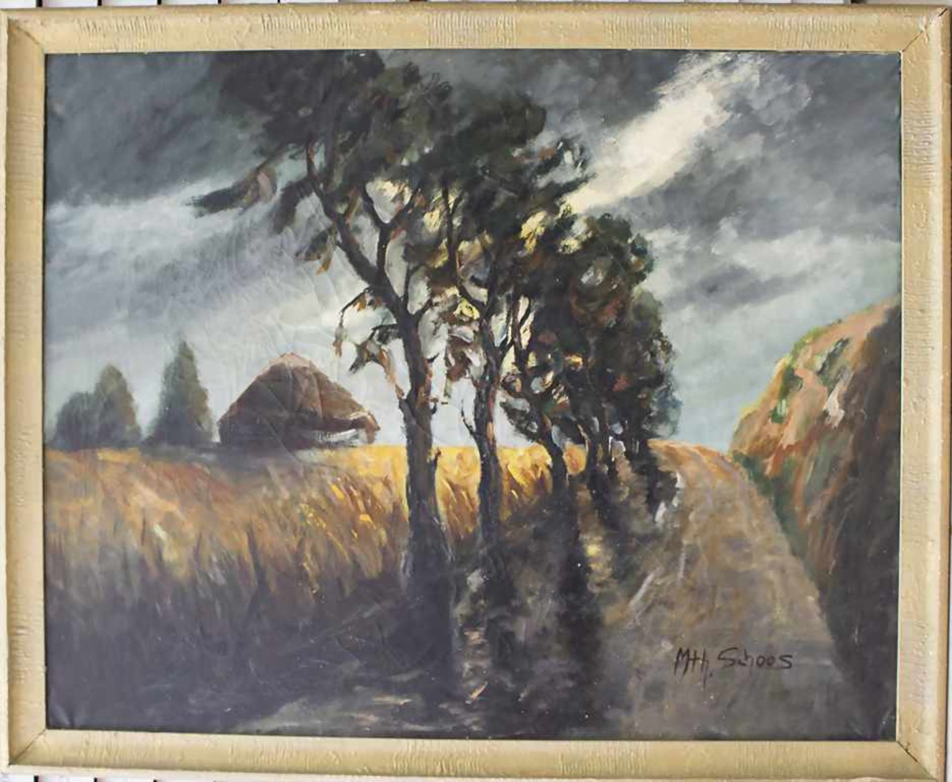 Mth. Schoos (20. Jh.), 'Kornfeld mit aufkommendem Gewitter' / 'A cornfield with upcoming storm' - Image 2 of 5