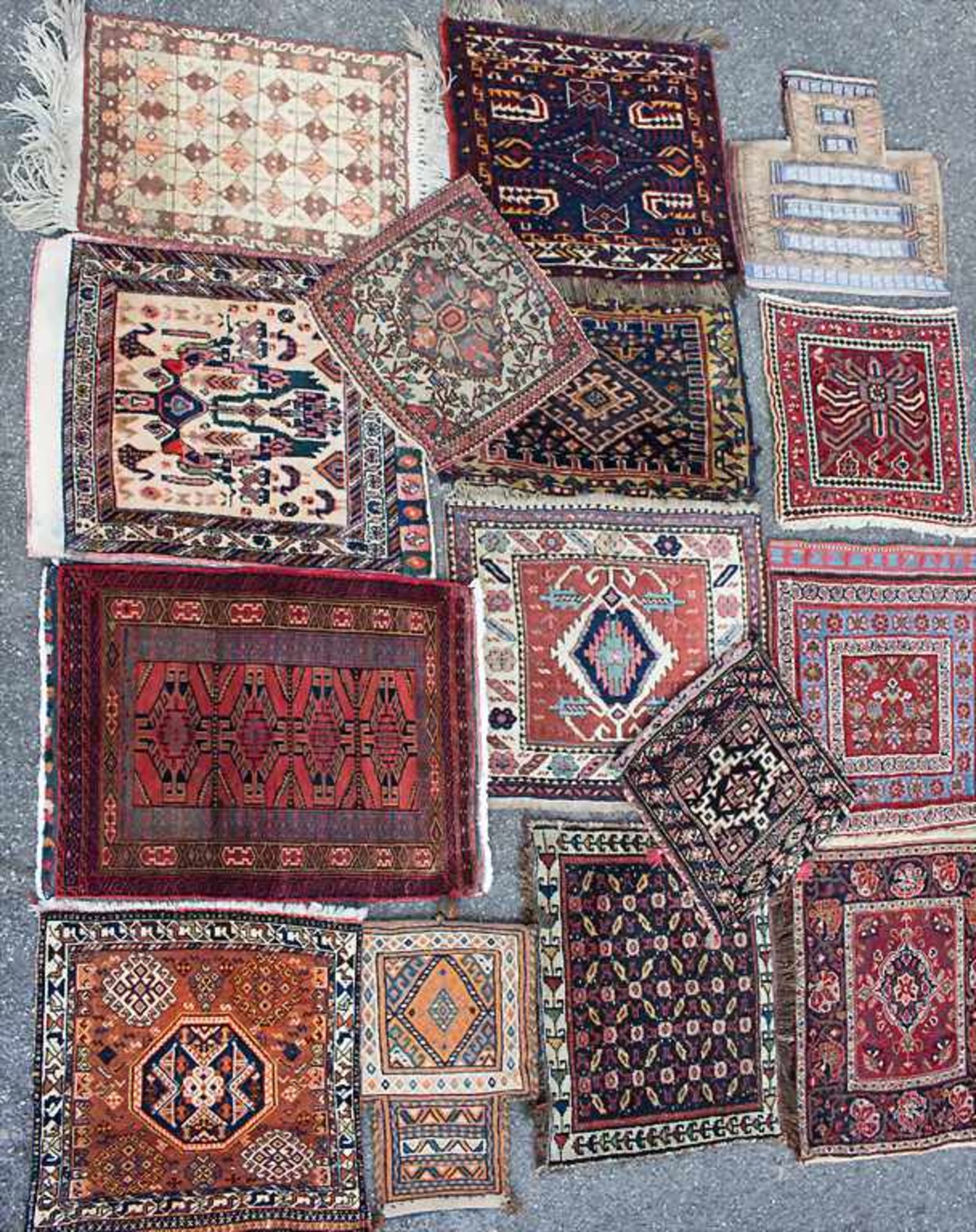 Sammlung 15 Orientteppiche / Zelttaschen / A collection of 15 oriental carpets / tentbags