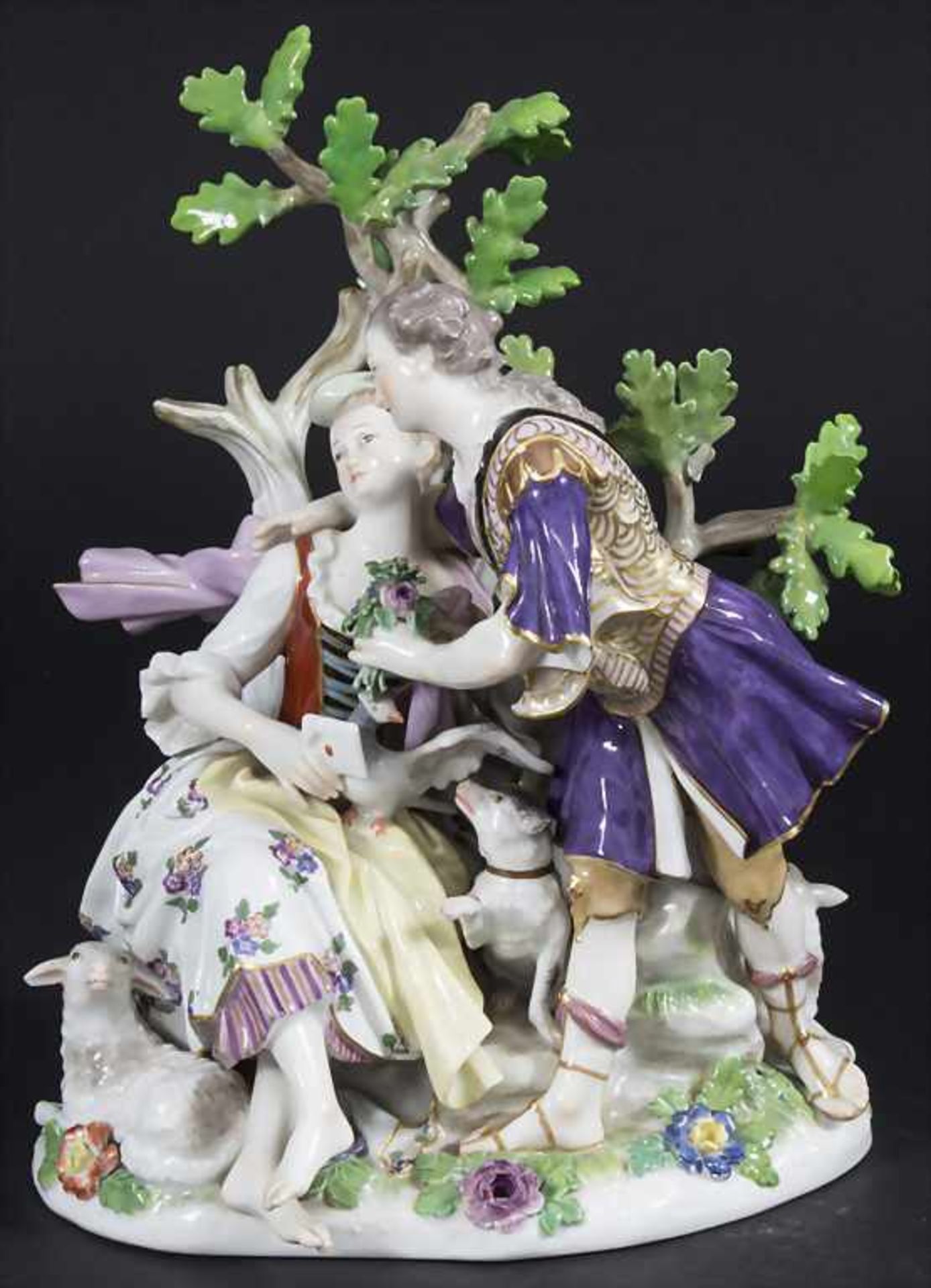 Figurengruppe 'der Liebesbrief' / A figural group of a couple, Meissen, 2. Hälfte 19. Jh. - Image 2 of 9