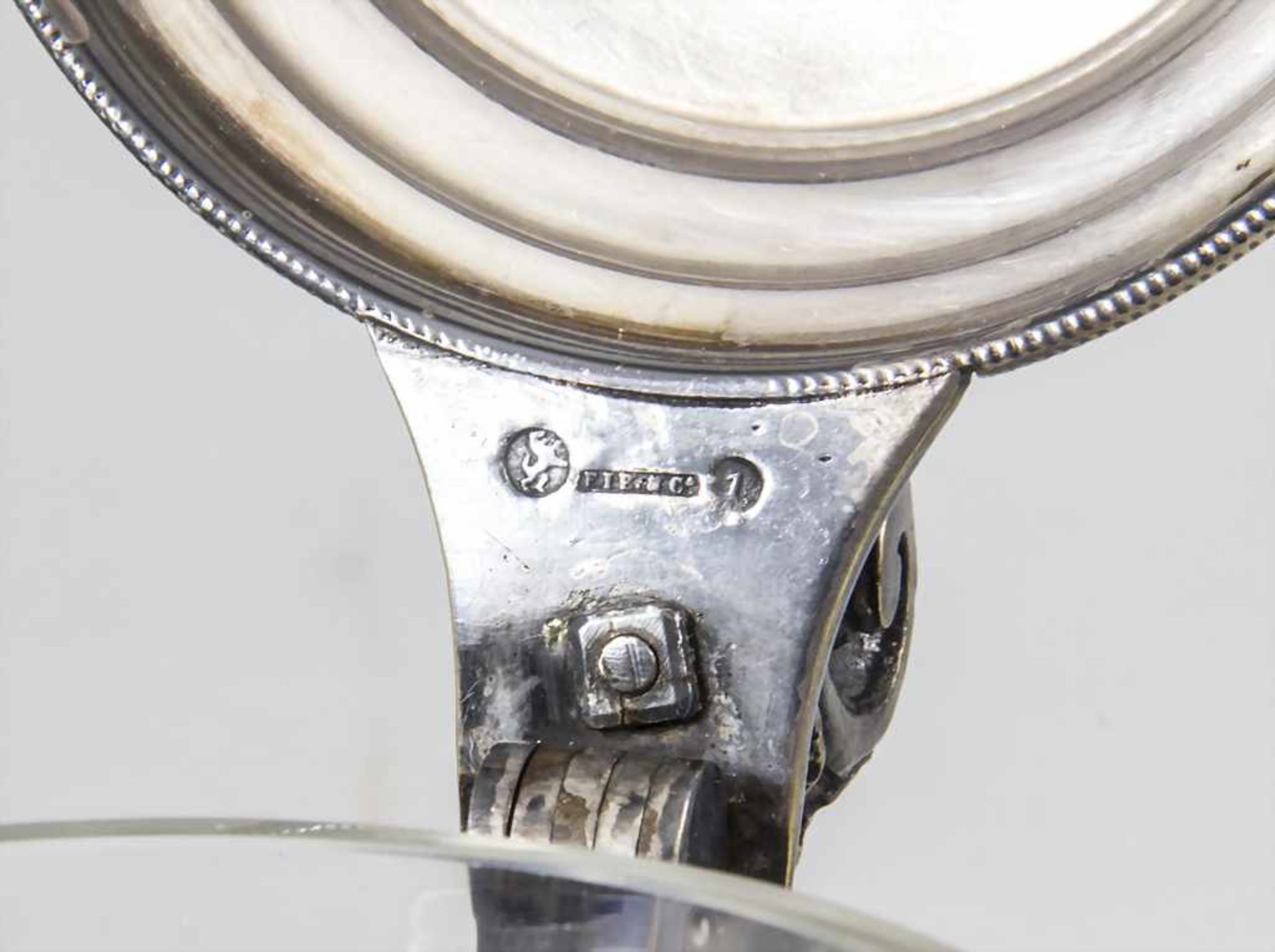 Bierkrug / A glass beer mug with plated lid - Image 5 of 5