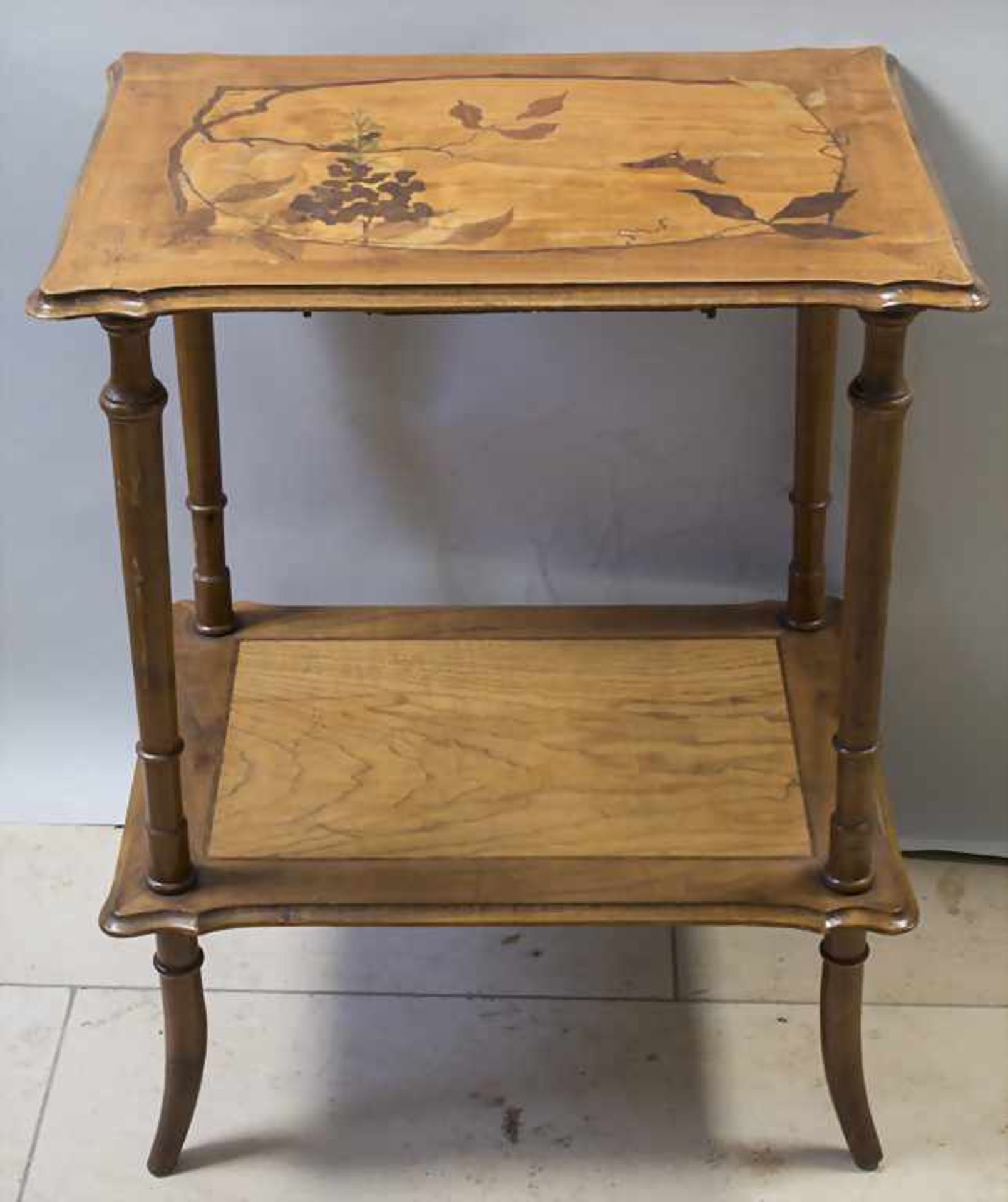 Jugendstil Beistelltisch mit Intarsien / An Art Nouveau table with a drawer and inlays, - Image 5 of 5