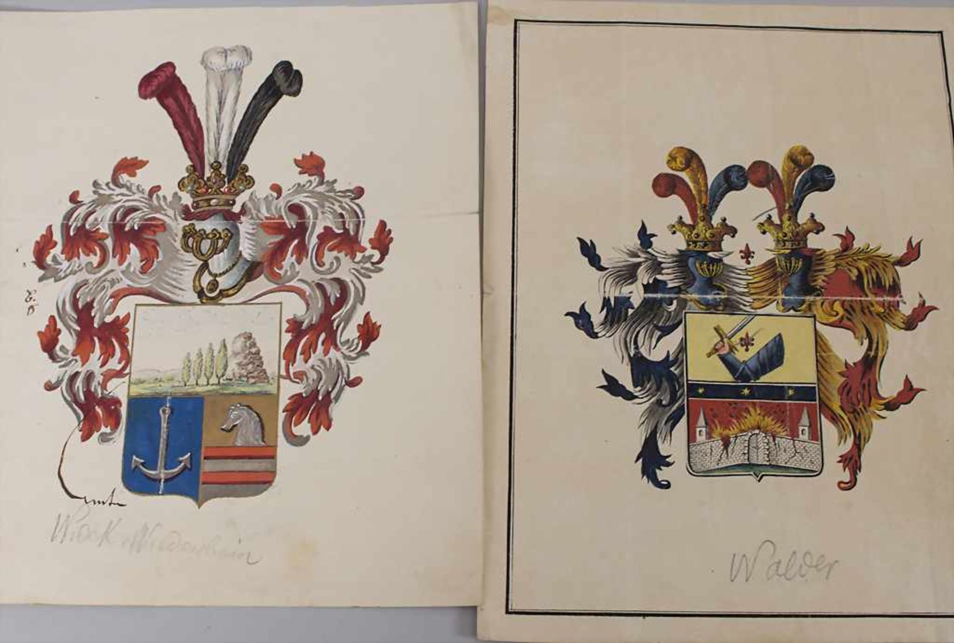 Heraldik: Sammlung 7 Adelswappen / A collection of 7 noble coats of arms, 18. Jh. - Image 3 of 4