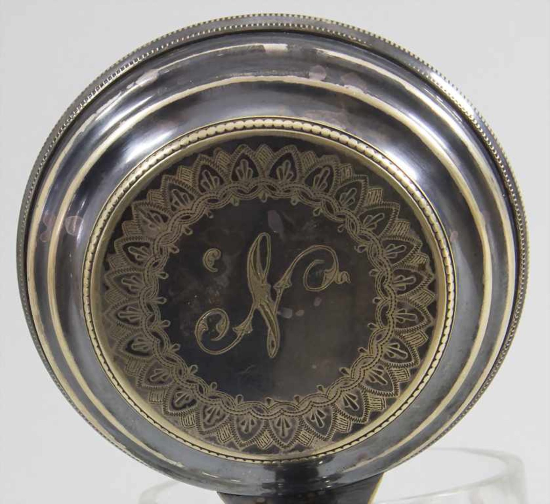 Bierkrug / A glass beer mug with plated lid - Image 4 of 5
