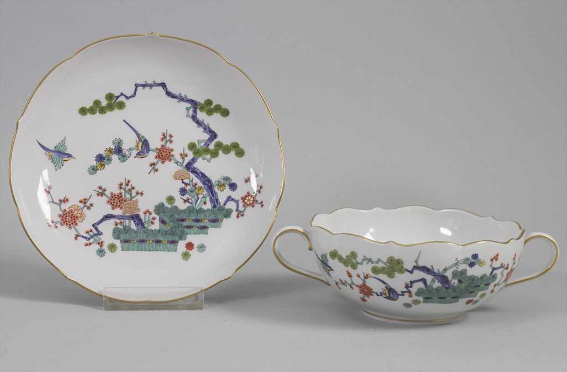 Suppentasse mit Unterteller / A soup bowl and plate with Kakiemon pattern, Meissen, 20. Jh. - Image 3 of 11