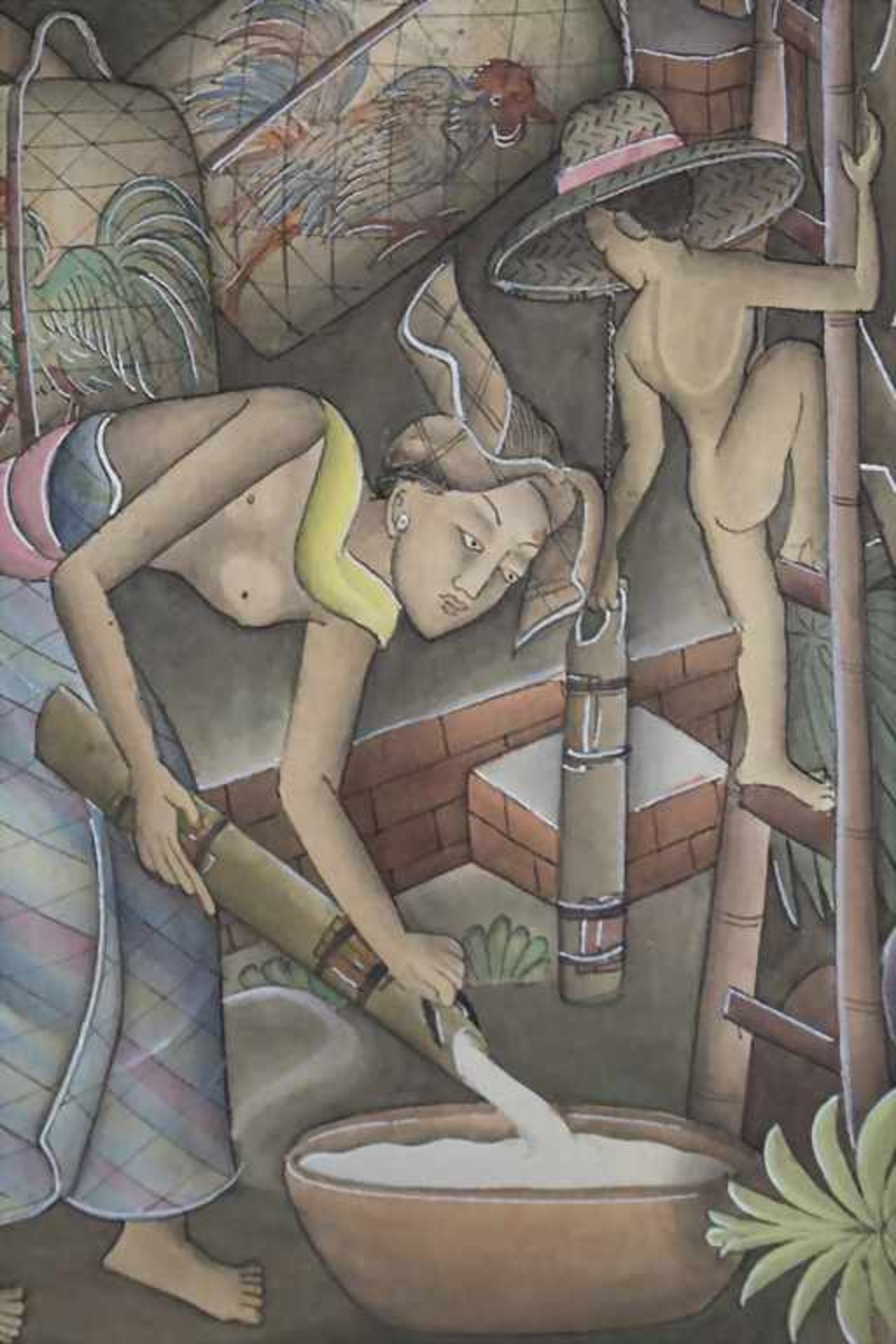 Balinesischer (Batu) Künstler (tätig 1930er Jahre), 'Dorfbewohner' / 'Villagers' - Image 4 of 4