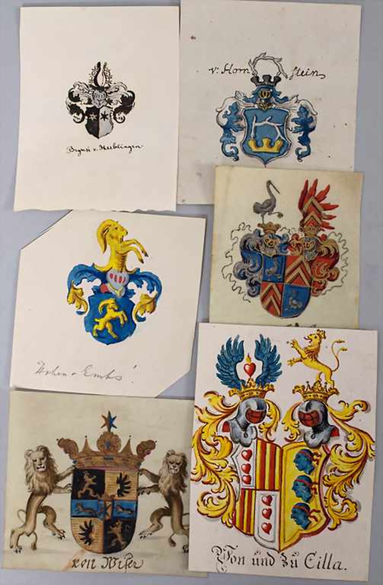 Heraldik: Sammlung 14 Adelswappen / A collection of 14 noble coats of arms, 18. Jh. - Bild 4 aus 4