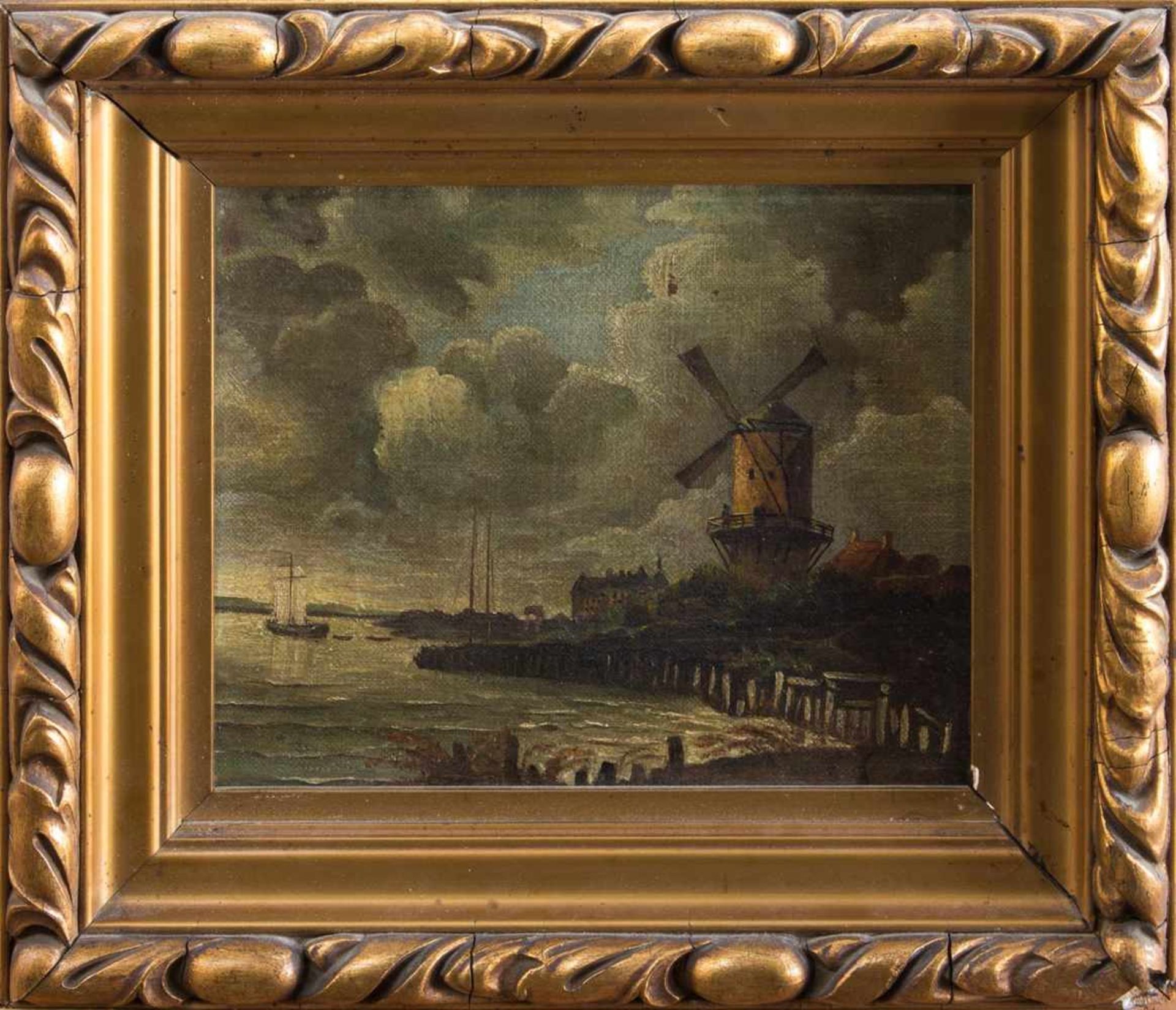 Unbekannt(Landschaftsmaler um 1900)Abendstimmung am MeerÖl/ Leinwand, 17 x 21 cm, gerahmt,