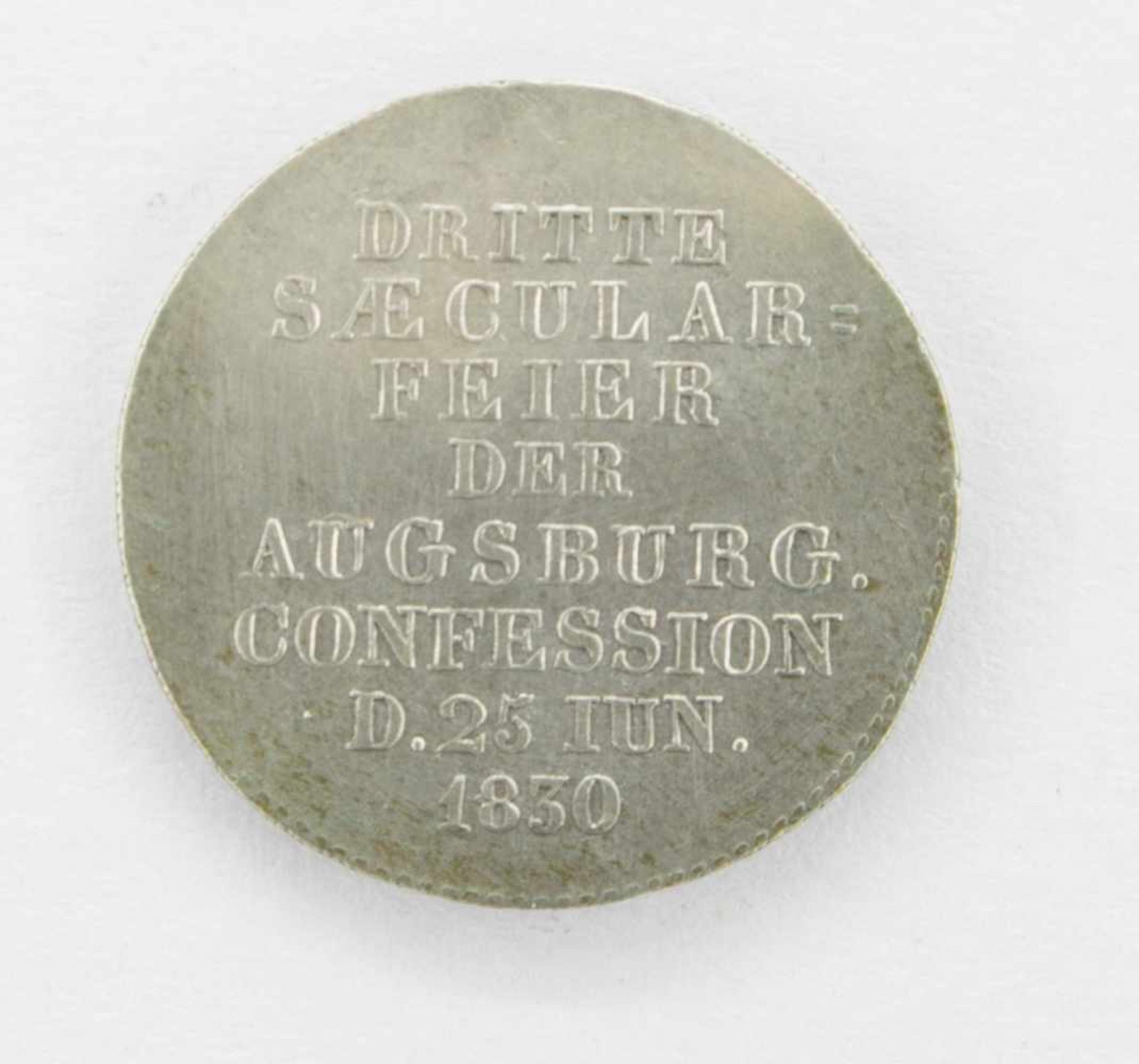 Silbermedaille1830, „Dritte Saekularfeier der Augsburg Confession 1830“/ verso Bildnis Martin - Image 2 of 2
