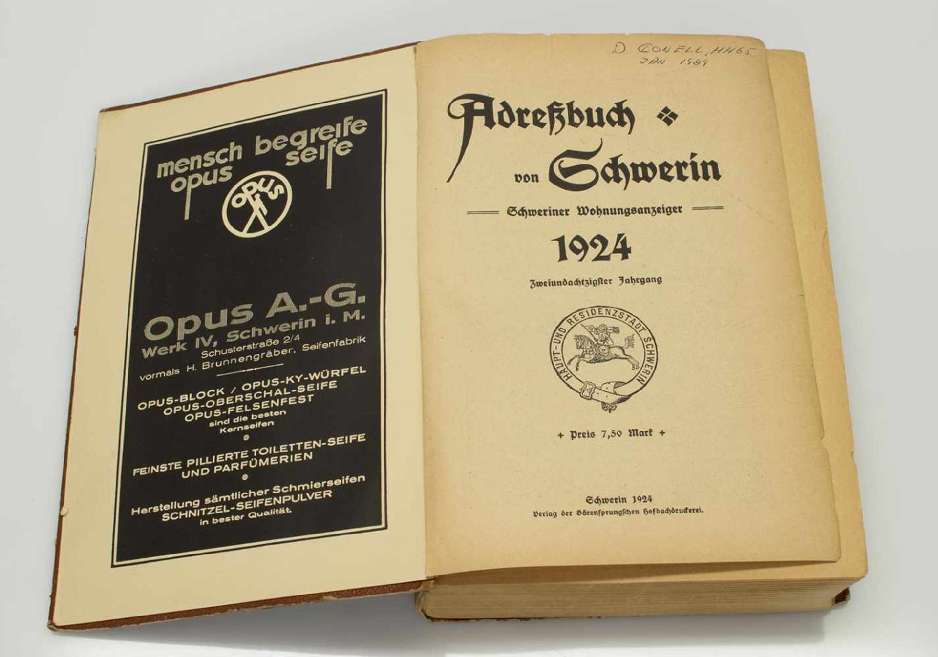 AdressbuchLandeshauptstadt Schwerin 1924 - Bild 2 aus 2