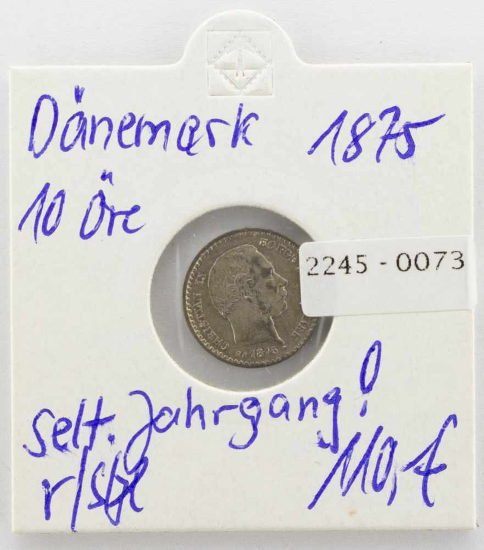 10 ÖreDänemark 1875, Christian IX, vzgl-stgl, seltener Jahrgang