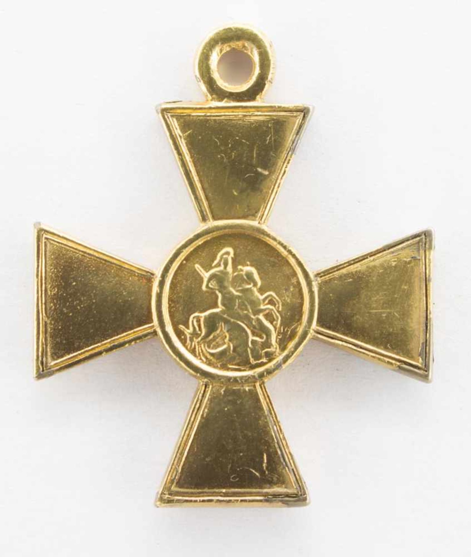 St.-Georgs-Soldatenkreuz2. Modell, II. Klasse, Rußland vor 1917, Bronze feuervergoldet, ohne Band - Bild 2 aus 2