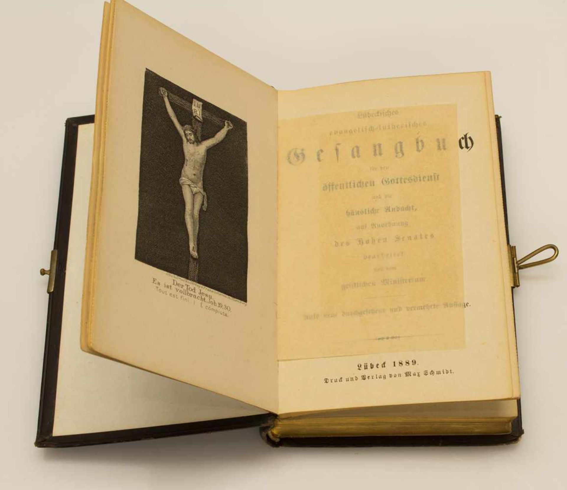 Gesangbuch„Lübeckisches evangelisch - Lutherisches Gesangbuch“, Lübeck 1889, OLdr. mit Perlmutt - Bild 2 aus 2