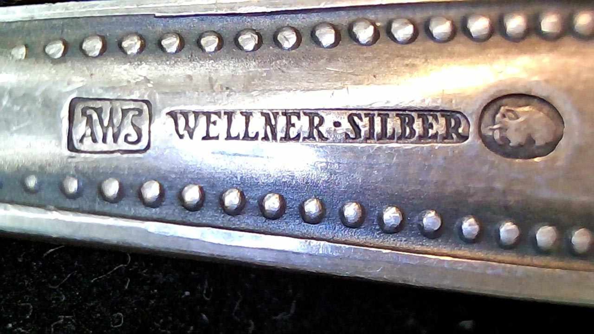 Lot Fischbesteckfür 8 Personen, versilbert m. Perlranddekor, AWS Wellner Silberwarenfabrik, dazu ein - Image 2 of 2