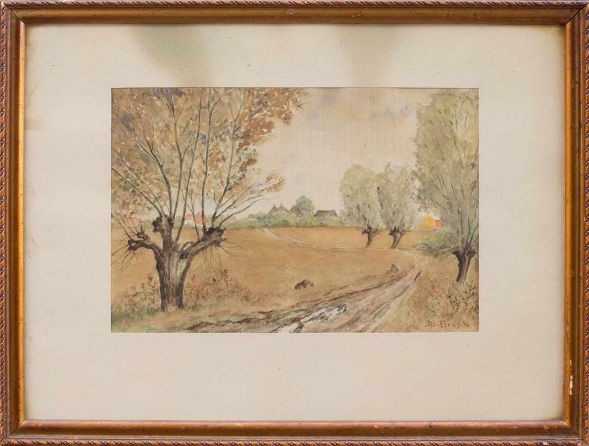 Adolf Brusch(1881 - 1958, deutscher Maler u. Grafiker)Feldweg mit BäumenAquarell, 18 x 26,5 cm,