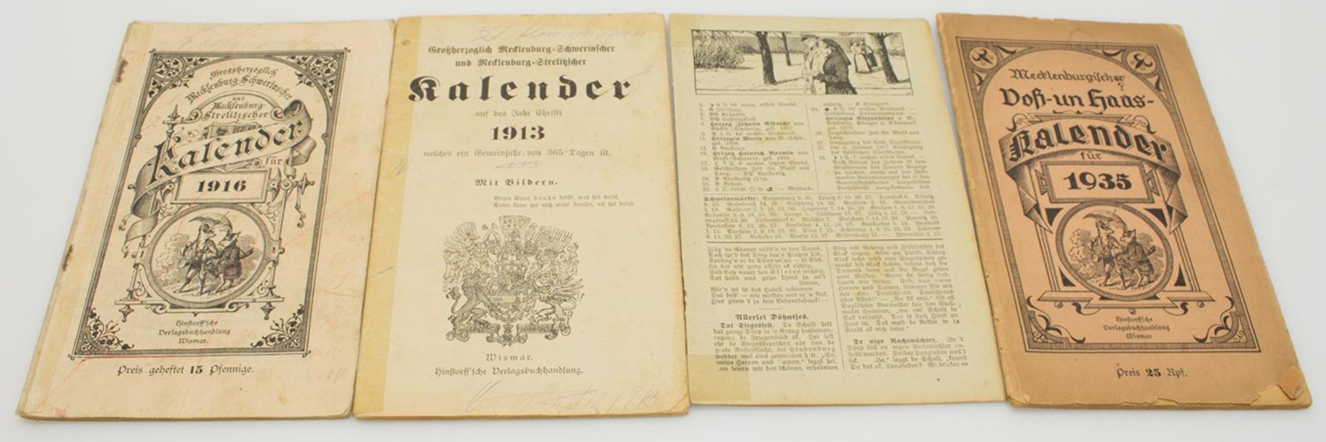 Posten Kalender„Mecklenburg-Schwerinscher & Mecklenburg-Strelitzscher Kalender“, 1913 und 1916 (2