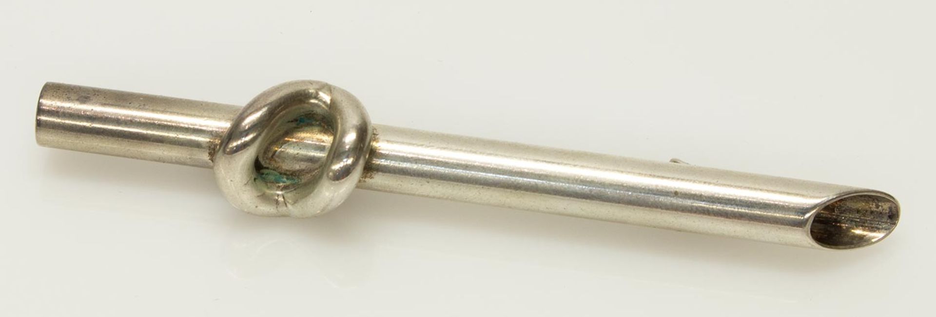 Designer Brosche925er Silber, 16,49 g, längliche Röhrenform, L. 9 cm