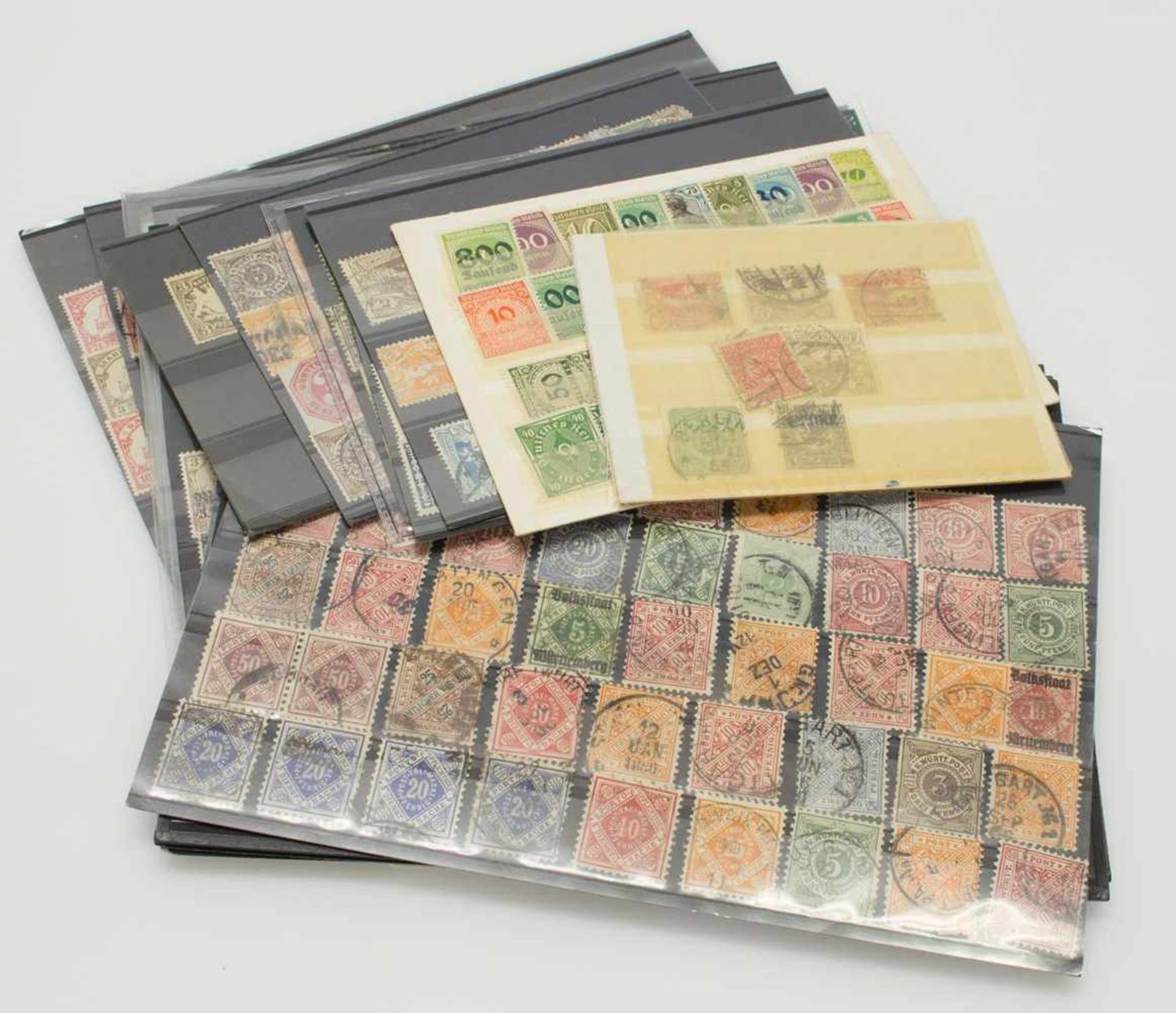 Lot Briefmarken24 Steckkarten, Altdeutschland ab Norddeutscher Postbezirk, Kolonien, Inflation,