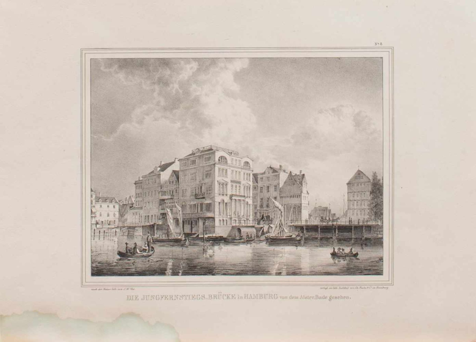 J.W. Vos(Lithograf u. Kupferstecher des 19. Jh.)3 Hamburger AnsichtenOriginal Lithographien, nach d. - Bild 2 aus 3