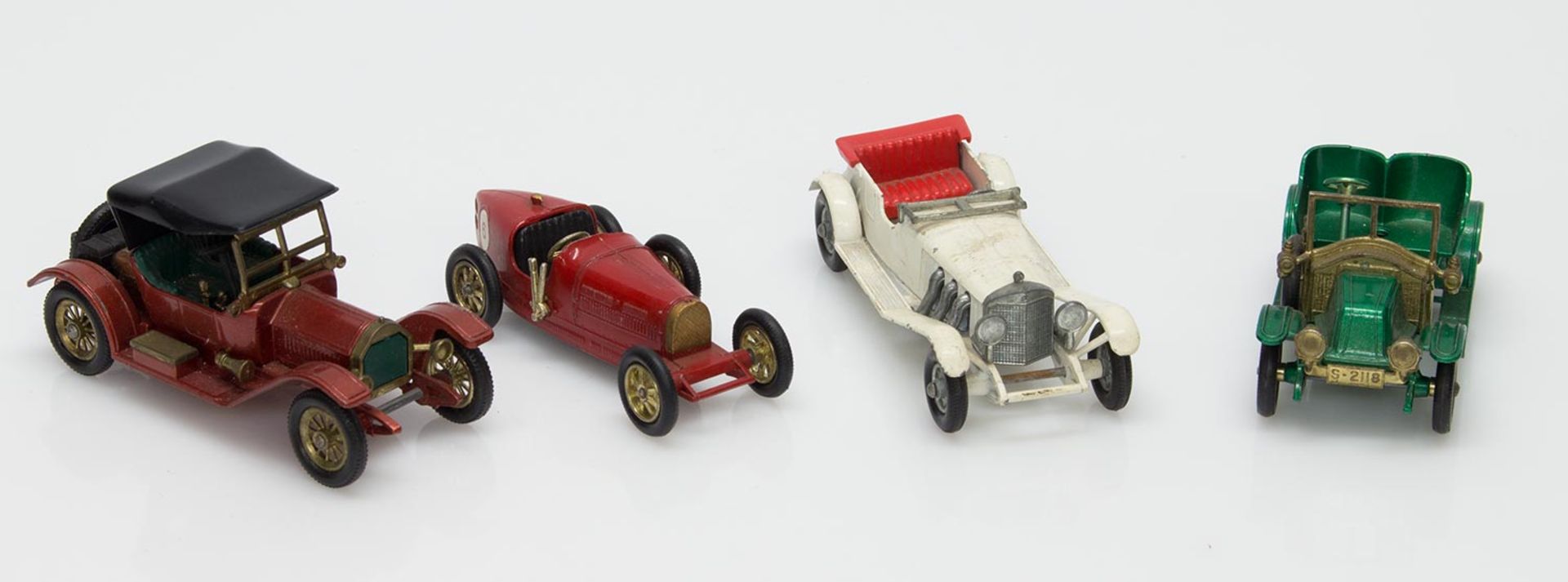 Matchbox „Models of Yesteryear“4 Modelautos 1960er Jahre, Lesney Produkts & Co Ltd (2 x fehlende