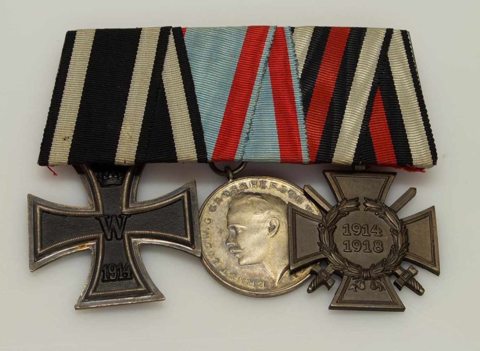 OrdensspangeHessen I. WK, EK II 1914/ Tapferkeitsmedaille u. Kriegsteilnehmerkreuz für Kämpfer