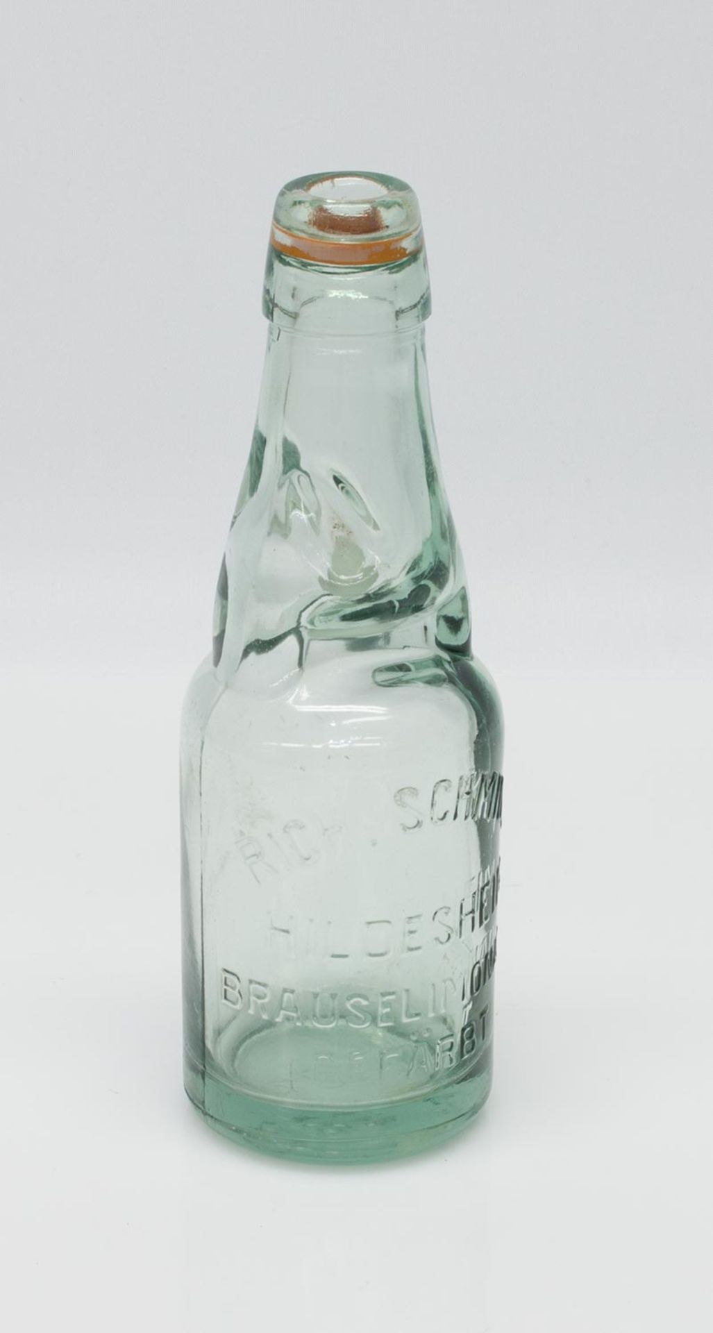 Limonadenflaschesog. Klicker-/Knicker-Flasche (Kugelverschluss), orig. Gummidichtung, Weißglas,