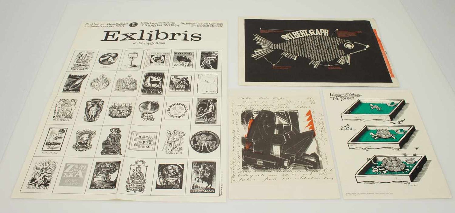 Lot Grafik4 Grafiken, Volker Wendt/ Leipziger Bilderbogen Nr. 30 (1983), Malbrief d. Edition HAP