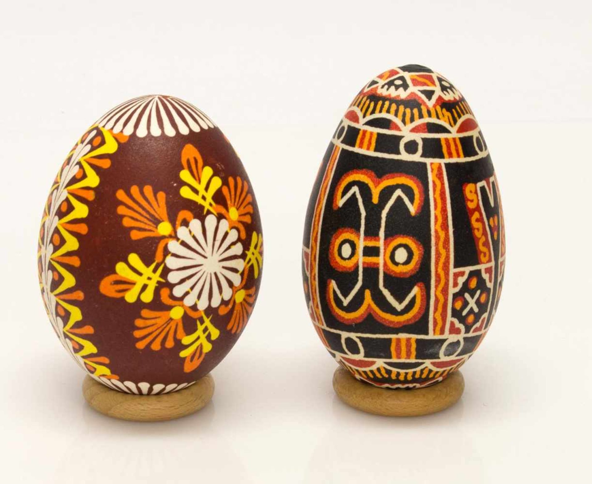 Lot Ostereier2 handverzierte Eier nach traditionell ukrainischer „Pysanka“-Art, farbenfrohe