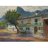 Otto Kubel, "Oberammergau - Straßenbild mit Kofel"<