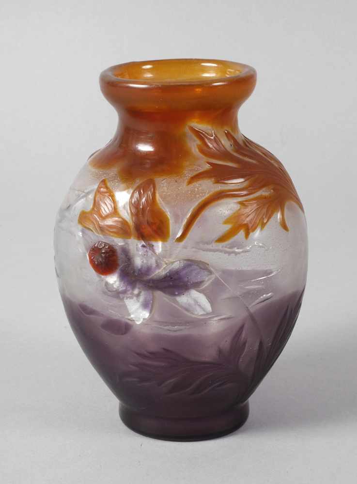 Émile Gallé seltene Marketerie Vase<b