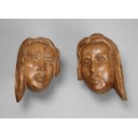 G. Schrey, zwei Frauenköpfe als Reliefs<
