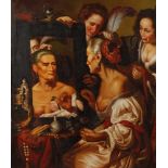 nach Bernardo Strozzi "Alte Kokette"Bildnis einer alten Dame vorm Spiegel, welche von zwei