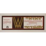 Gutschein Wiener Werkstätteum 1920er Jahre, Farblithografie auf Papier, gegilbt, Maße 15 x 20 cm.