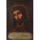 Ecce Homospätbarockes Andachtsbild mit dem Haupt des gemarterten Jesus Christus mit Dornenkrone