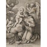 Pietro Santi Bartoli, Antonius von Paduader Heilige, umgeben von Engeln und im Vordergrund liegendes