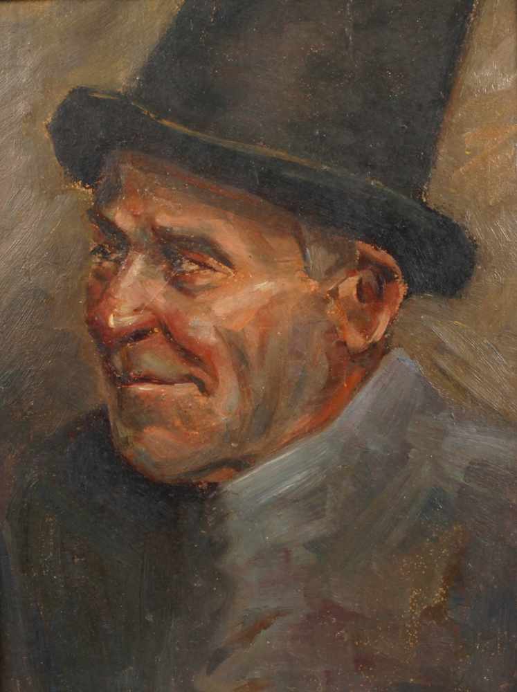 Hans Best, attr., CharakterkopfPortrait eines Herren mit hohem Hut und dem Betrachter abgewendetem