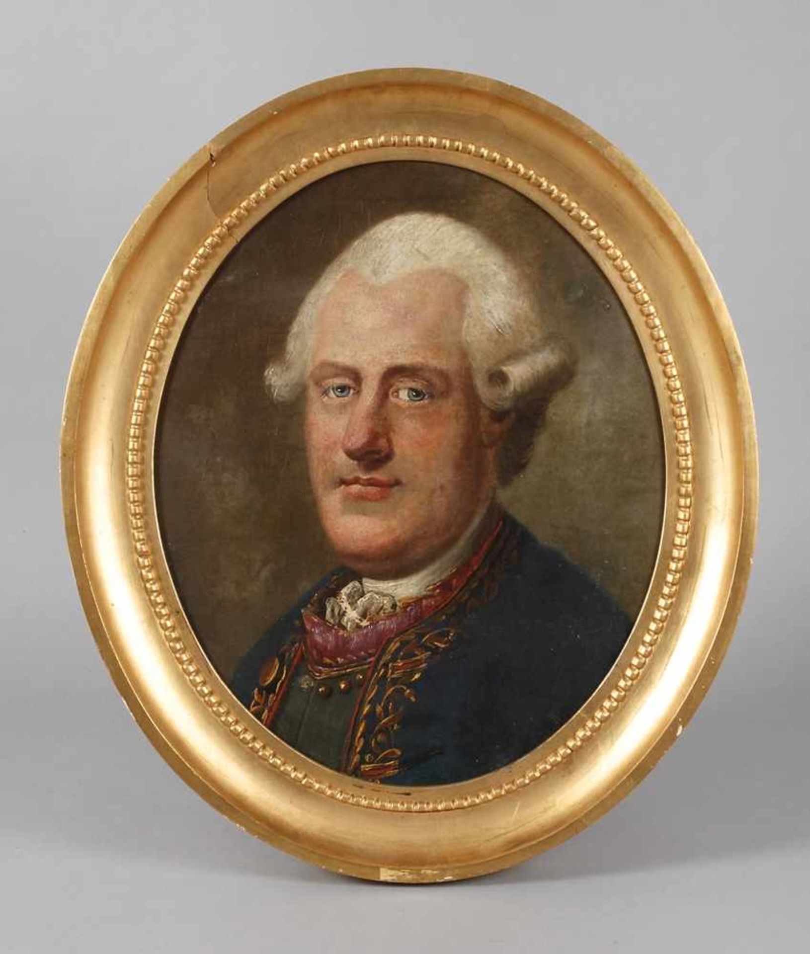 Barockes HerrenportraitKopfbildnis eines vornehm gekleideten Mannes in mittleren Jahren, im