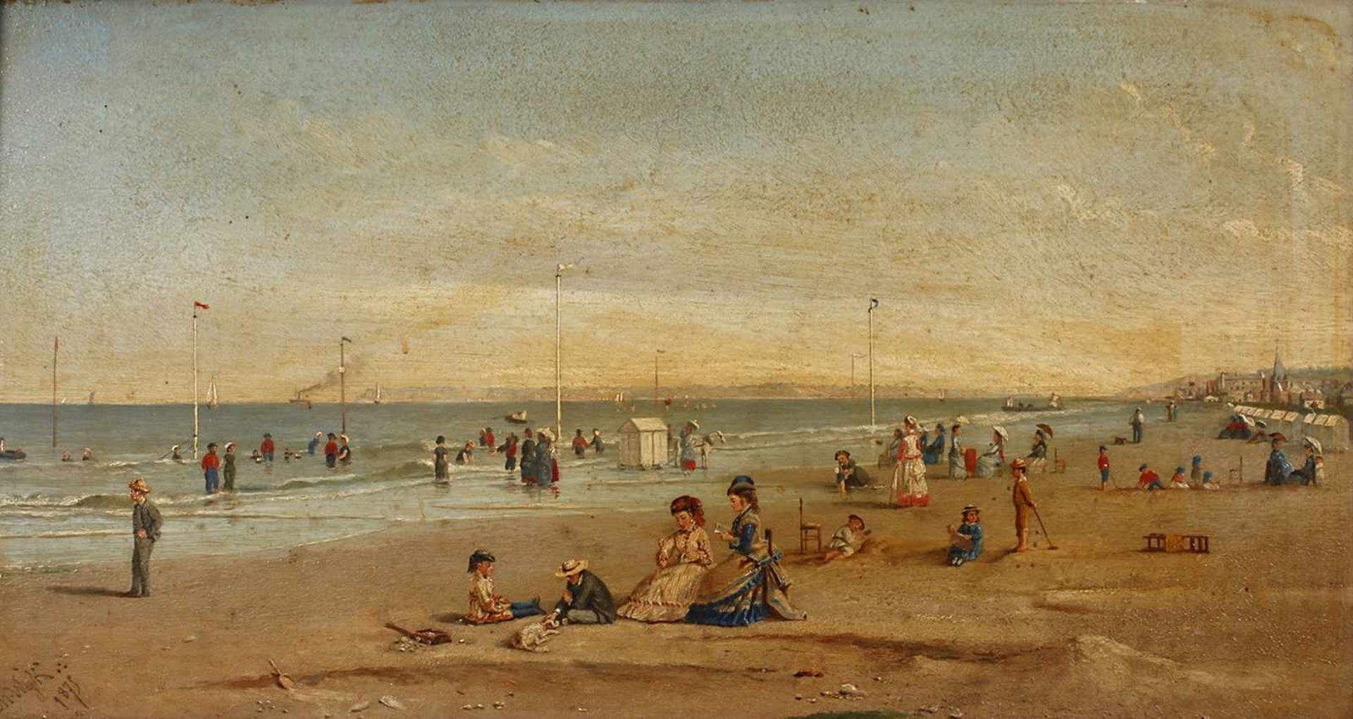Henri van Wyk, Am Strand von Trouvillezahlreiche Familien beim Spielen und Baden am Strand von