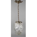 Deckenlampe Art découm 1925, Messing vernickelt, ornamental reliefierte, sternförmige Aufhängung mit