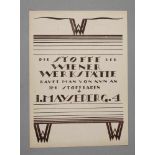 Seltenes Werbeblatt Wiener Werkstätteum 1915, Entwurf Dagobert Peche, Siebdruck auf Papier, für