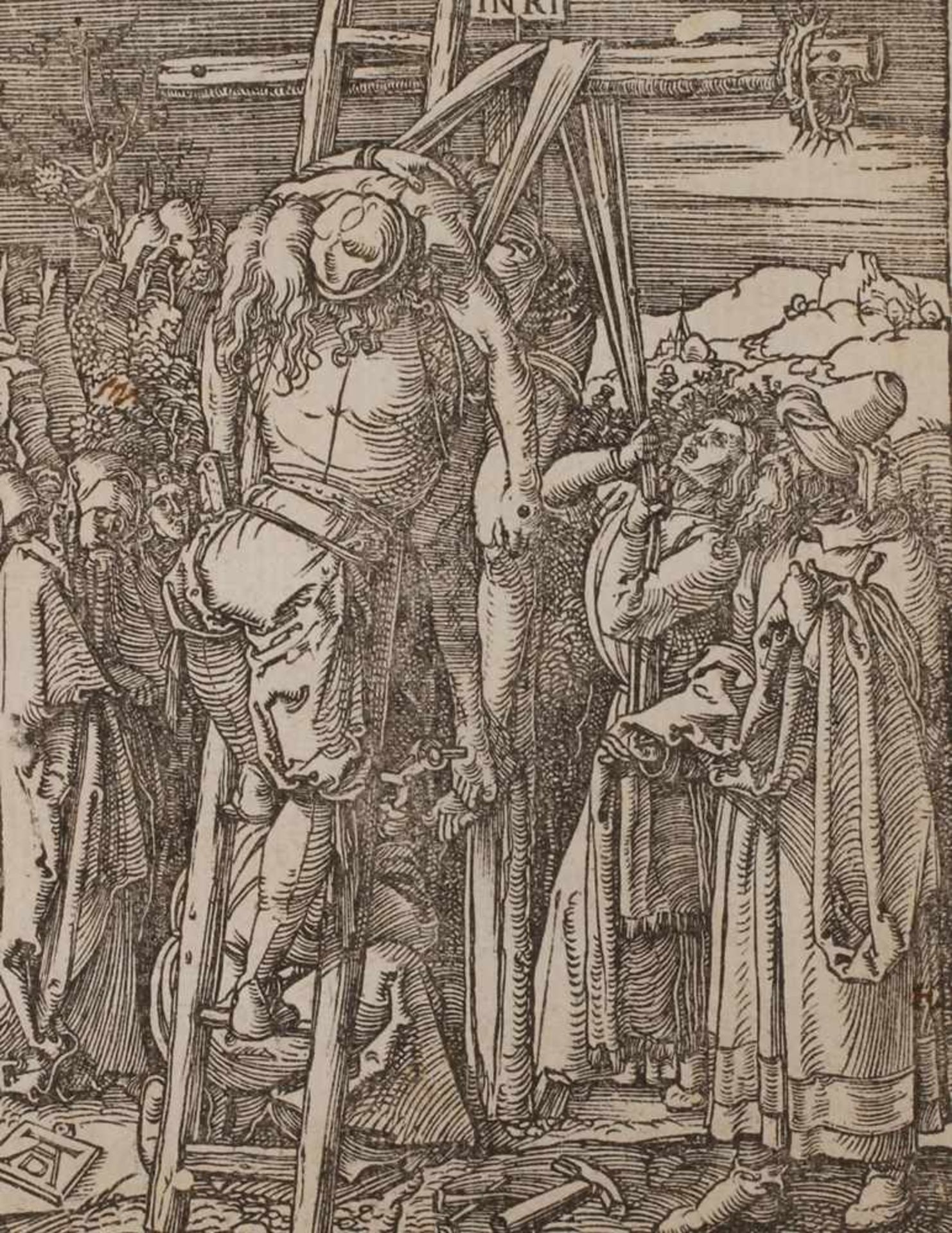 Albrecht Dürer, Blatt aus der kleinen PassionBlatt 26, „Die Kreuzabnahme“, Holzschnitt,