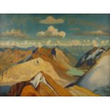 Hanns Herzing, "Gipfelblick von Piz-Languard"Blick auf das imposante Bergpanorama der Schweizer