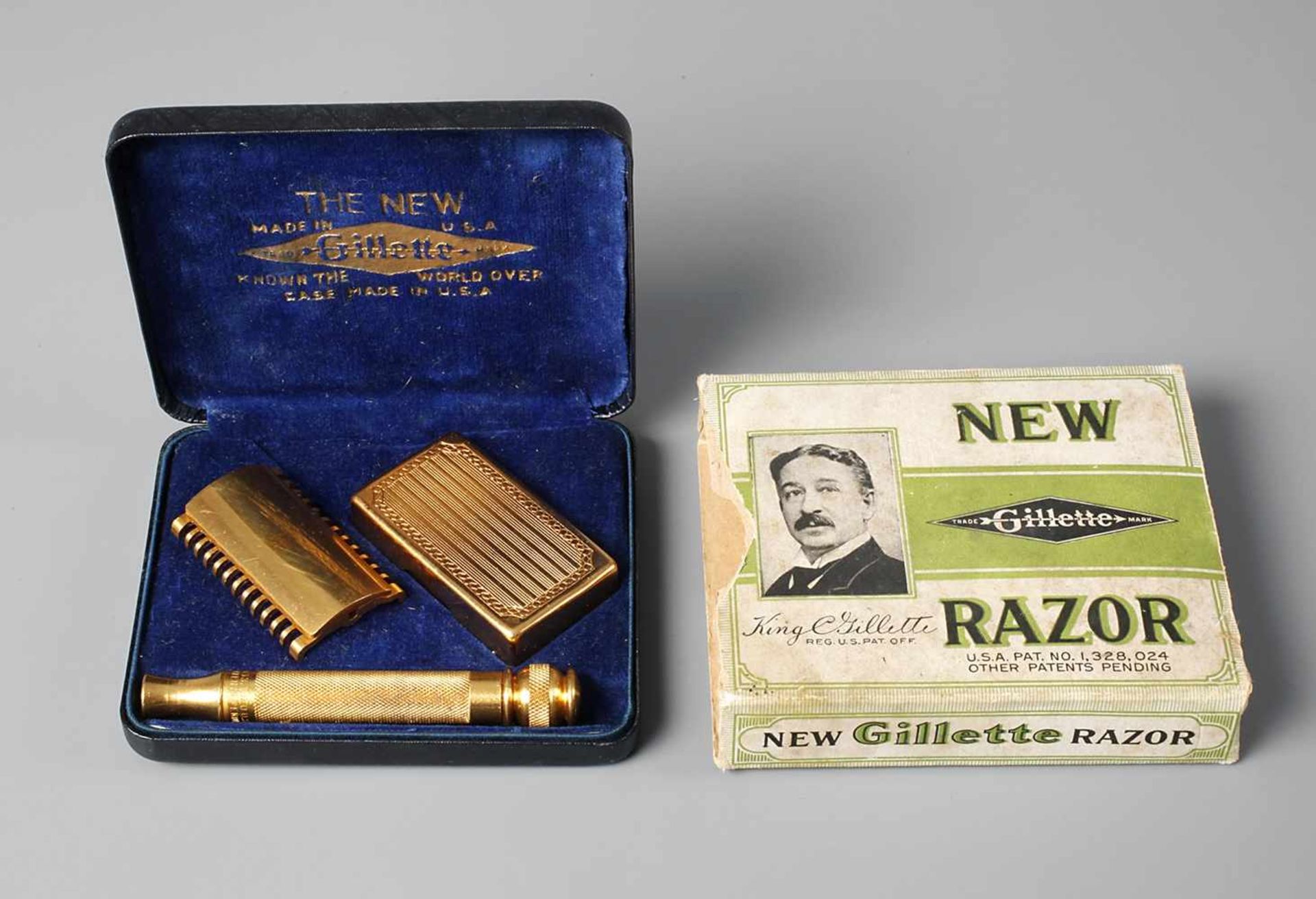 Rasierhobel GilletteUSA, 1920er Jahre, mehrfach gemarkt, Handstück zusätzlich bezeichnet Pat.